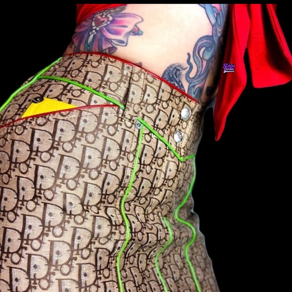 Christian Dior Vintage leather Rasta Mini skirt - Picture 14 of 15